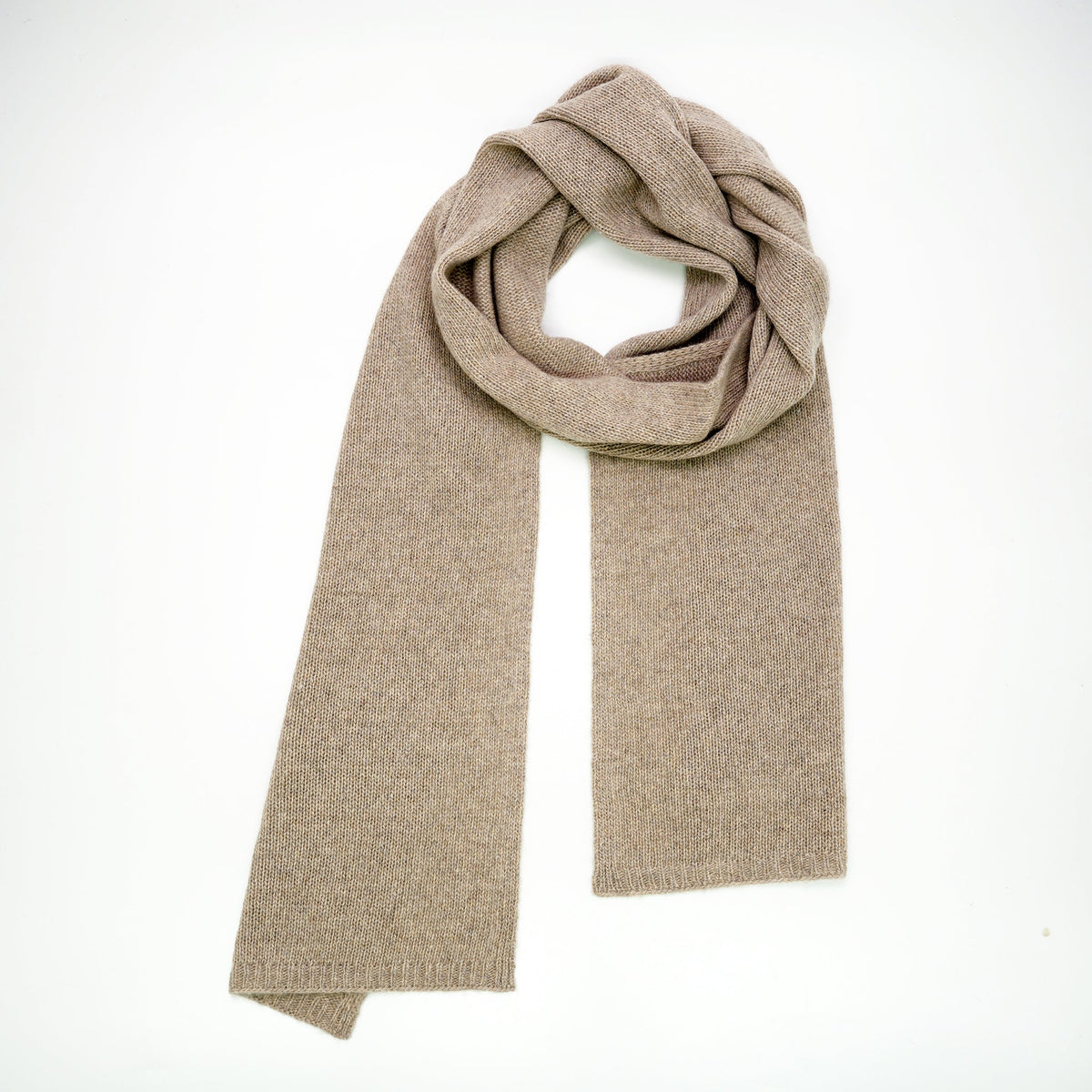 PORTOLANO LADIES CASHMERE SCARF WITH RIB EDGE- NILE BROWN