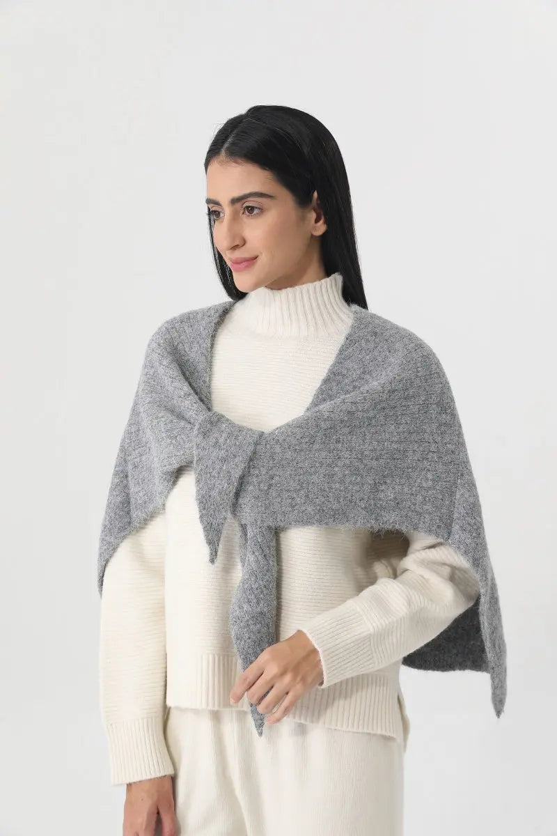 Leto Collection Women Earth Tone Knit Triangle Shawl Warm Cape Wrap 🧤